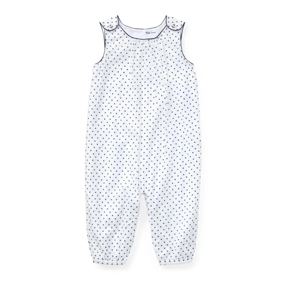 Ralph Lauren Baby Girls' Polka Dot Cotton One Piece Coverall size 12 months